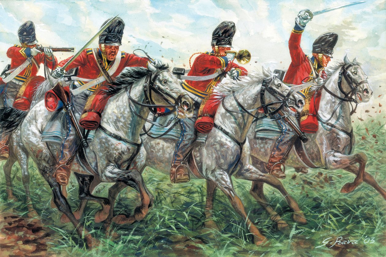 Eerste Keizerrijk: De aanval van de Royal Scots Greys, Schots Drakenregiment, bij Waterloo door Giuseppe Rava