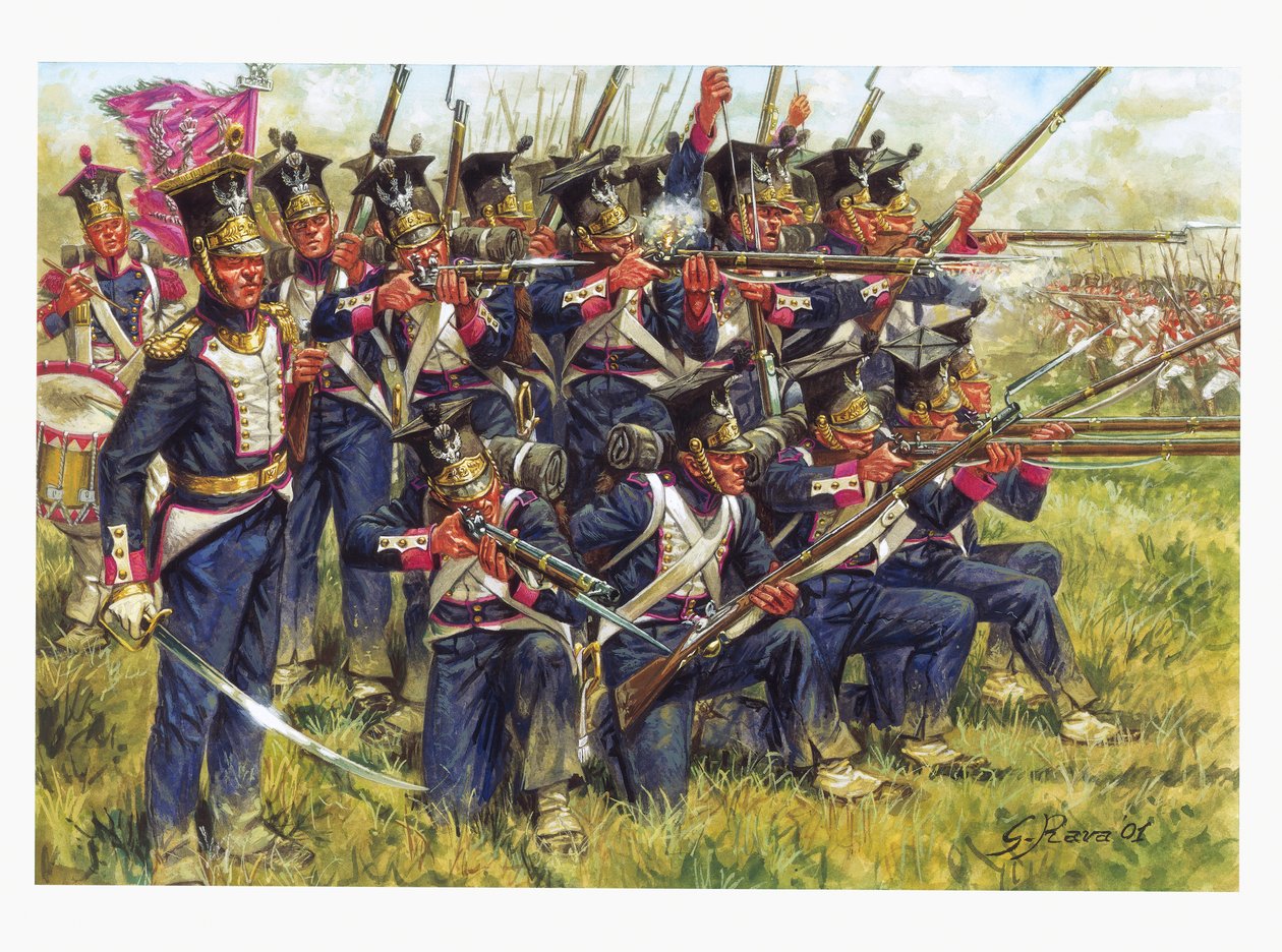 Eerste Keizerrijk, Duitse campagne: Poolse infanterie bij de Slag van Leipzig in oktober 1813 - Illustratie door Giuseppe Rava door Giuseppe Rava