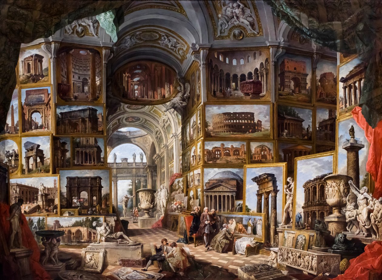 Het oude Rome, circa 1754/57 (Olieverf op doek) door Giuseppe & Salvi Nicola (1697-1751) Pannini