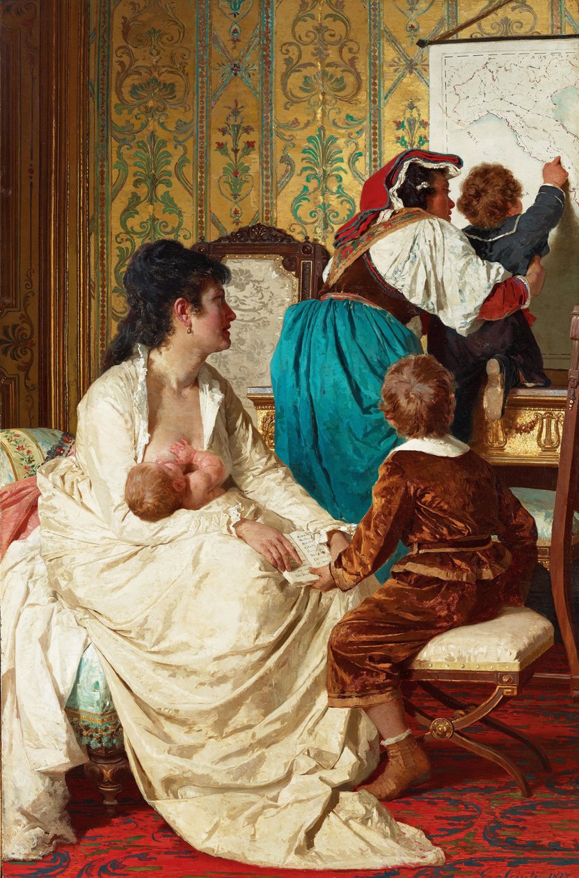 De vreugden van de goede moeder door Giuseppe Sciuti
