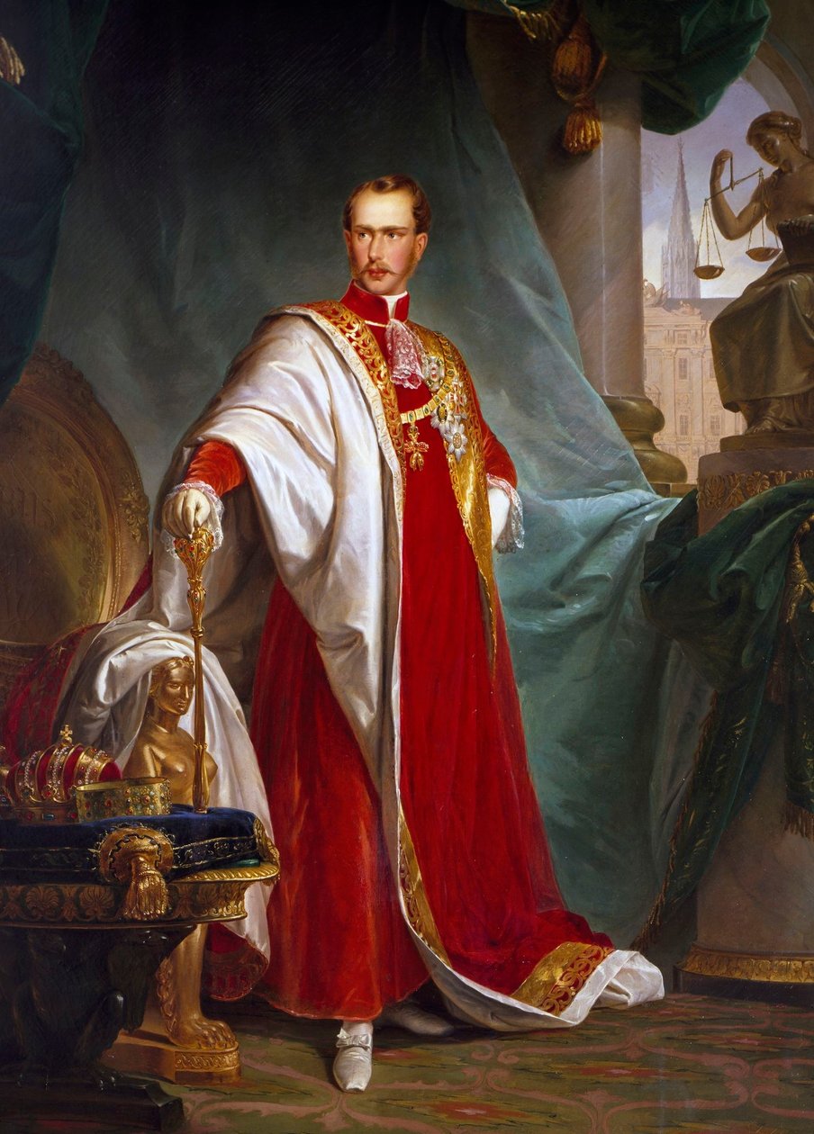 Italiaans: Portret van Frans Jozef, keizer van Oostenrijk Portret van Frans Jozef, keizer van Oostenrijk door Giuseppe Sogni
