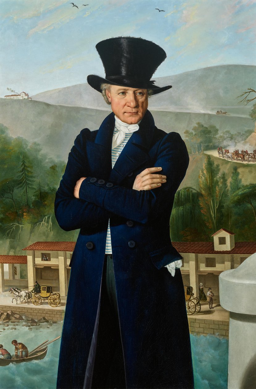 De transportaannemer Paolo Preinitsch (Rosegg 1762 - 1840 Triëst) in de haven van Triëst door Giuseppe Tominz