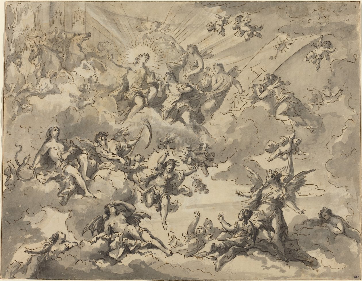 Apollo en de Muzen door Giuseppe Valeriani