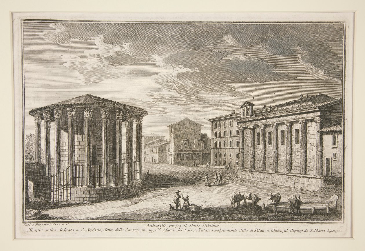 Ruïnes bij de Ponte Palatino door Giuseppe Vasi