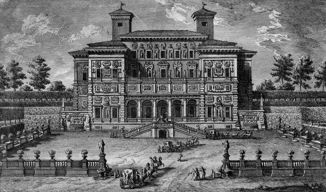 Het Casino en Villa Borghese, nabij Rome, 18e eeuw door Giuseppe Vasi