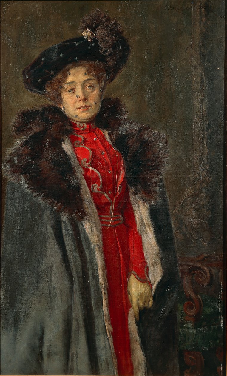 Portret van vrouw door Giuseppe Vizzotto-Alberti