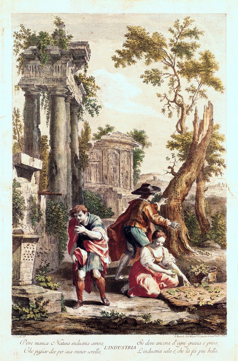 Allegorische voorstelling van de Industrie. Tekening door Giuseppe Zocchi, 18e eeuw door Giuseppe Zocchi