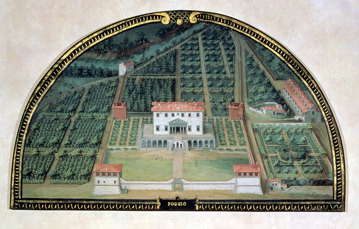 Villa Poggio a Caiano uit een serie lunetten met afbeeldingen van de Medici-villa