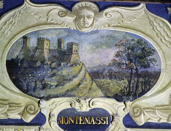 Montemassi, uit een serie cartouches met afbeeldingen van de residenties van Conte Pannochieschi d