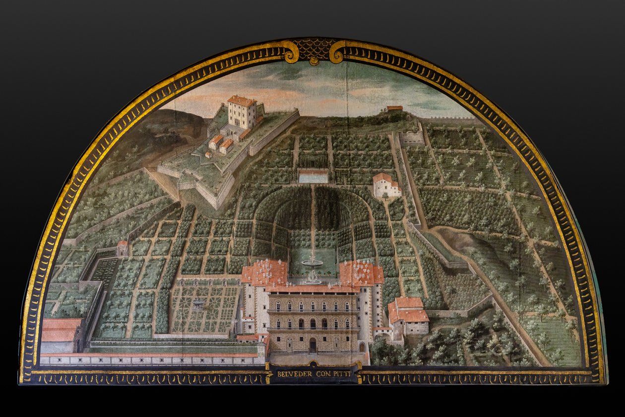 Palazzo Pitti, Tuinen van Buboli en Fort Belvedere in Florence door Giusto Utens
