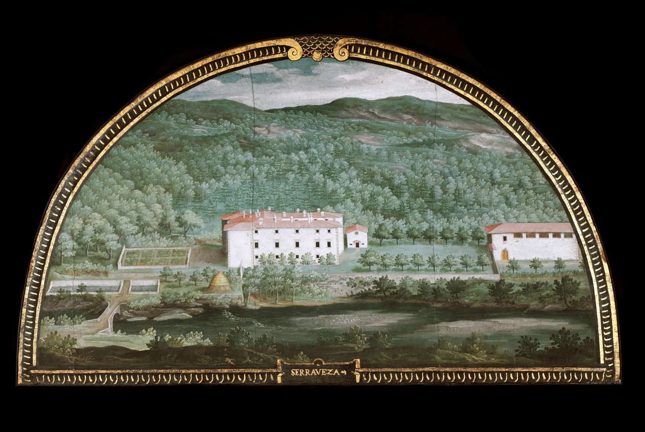 Uitzicht op Villa di Seravezza bij Massa Carrara, Italië door Giusto Utens