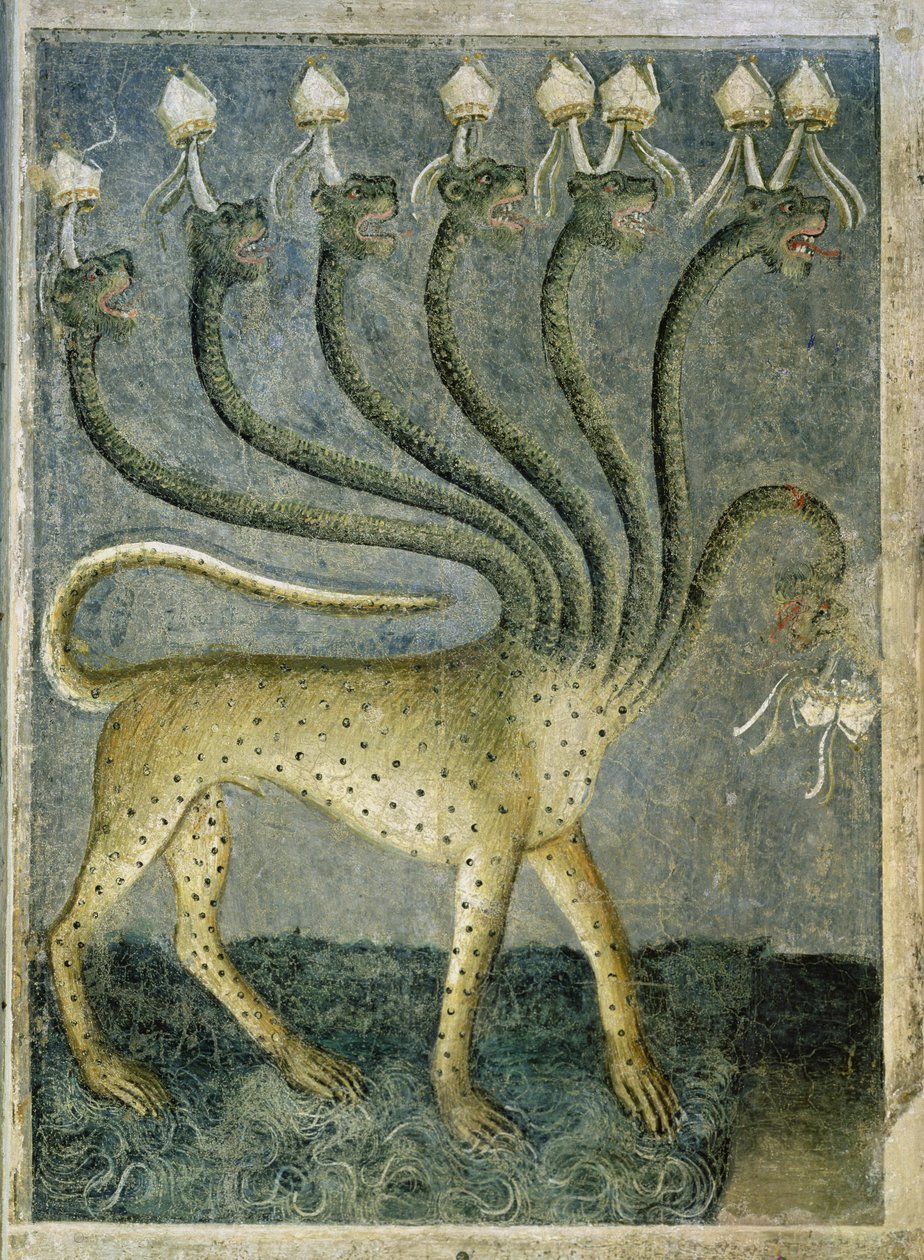 Het zevenkoppige beest dat uit de zee komt, 1360-70 door Giusto di Giovanni de Menabuoi