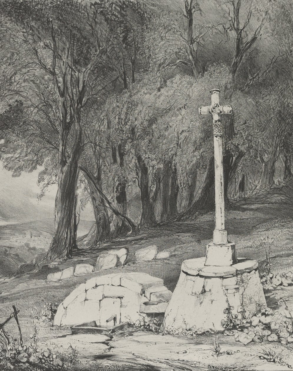 Kruis op de weg van Clermont naar Royal, 1831 door Godefroy Engelmann