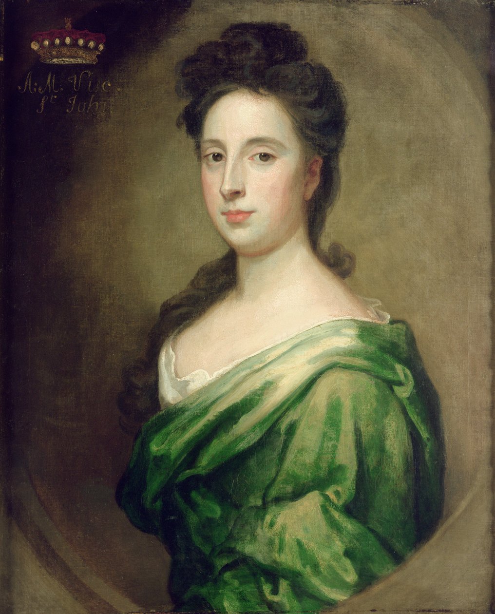 Portret van Angelina Magdalena (ca.1666-1736), tweede vrouw van de 1e Burggraaf St. John door Godfrey Kneller