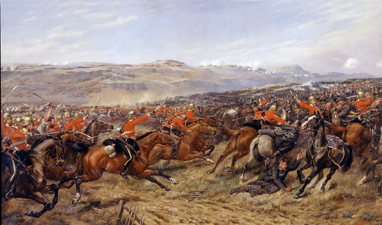 De aanval van de zware brigade bij de Slag om Balaclava, 25 oktober 1854, 1897 door Godfrey Douglas Giles
