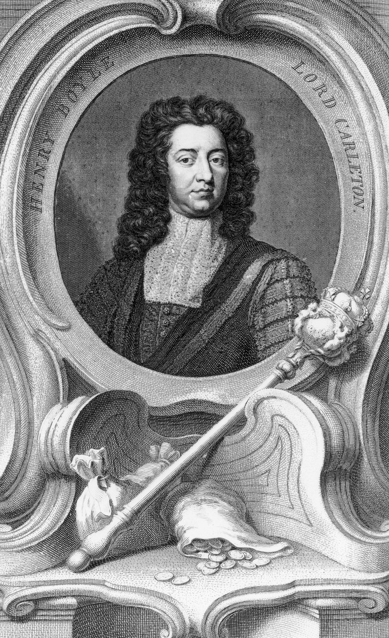 Henry Boyle, Lord Carleton gegraveerd door Jacobus Houbraken, 1740 door Godfrey Kneller