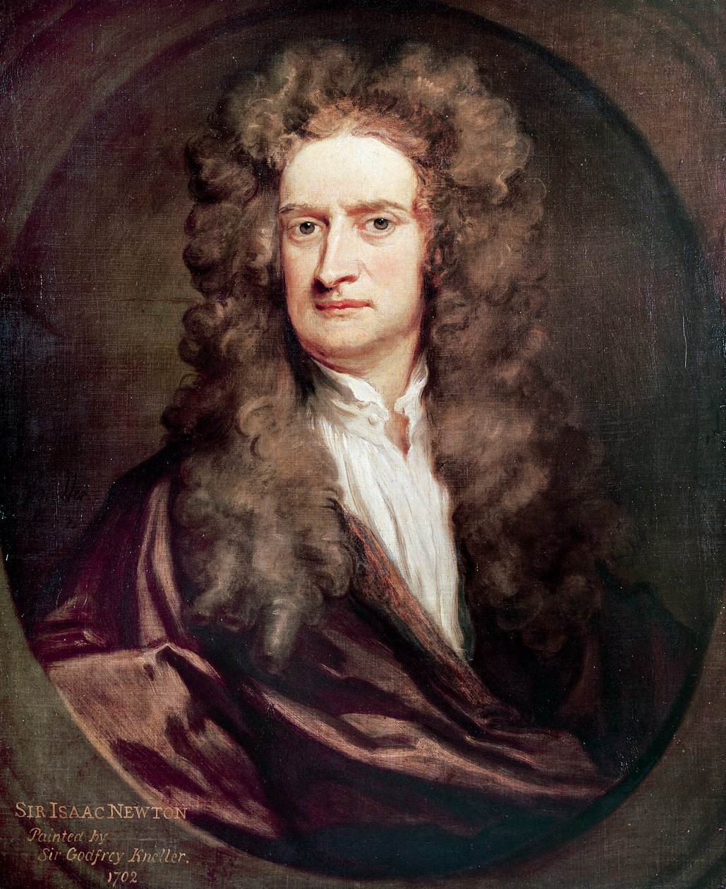 Portret van Isaac Newton (1642-1727), Engels wiskundige, natuurkundige en astronoom door Godfrey Kneller