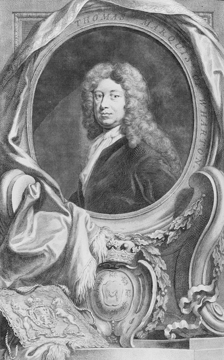 Portret van Thomas Markies van Wharton (1648-1715), gegraveerd door Jacob Houbraken (1698-1780), gepubliceerd door P. Knanton, 1744 door Godfrey Kneller