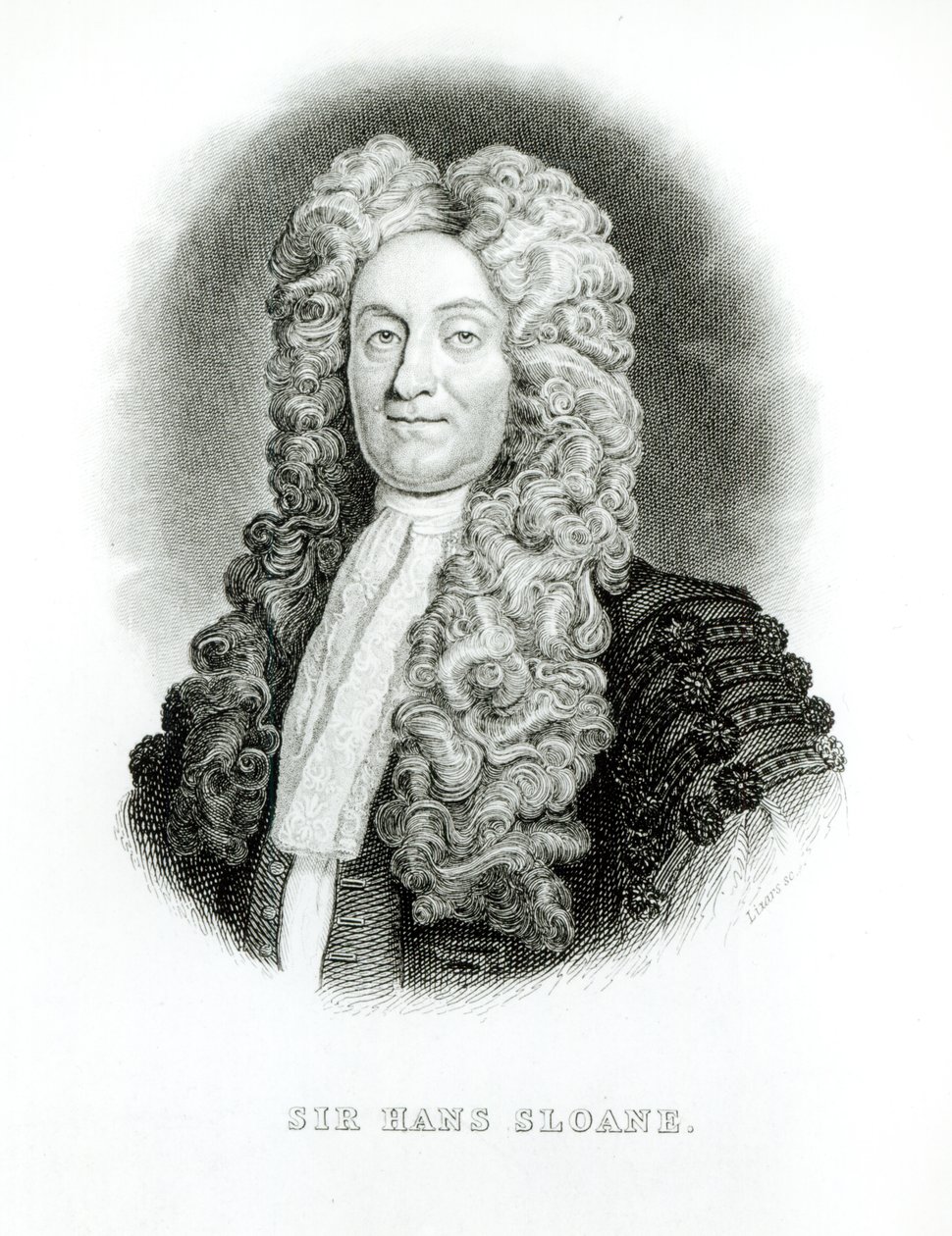 Sir Hans Sloane, gegraveerd door William Home Lizars voor Sloane