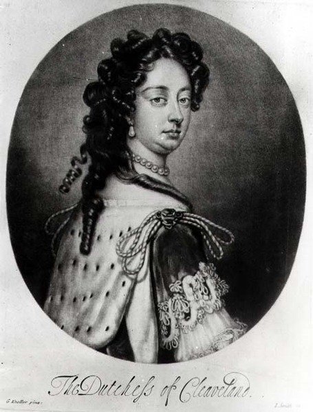 Portret van Barbara Villiers, Hertogin van Cleveland (1641-1709) gegraveerd door J. Smith door Godfrey after Kneller