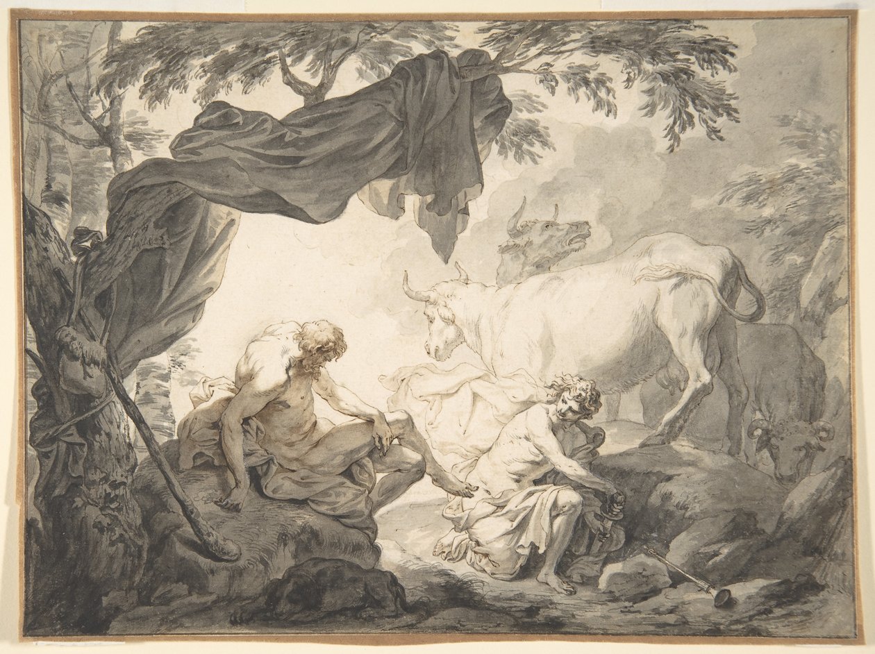 Illustraties bij de Metamorfosen van Ovidius, Jupiter en Io, vermomd als een witte koe door Godfried Maes