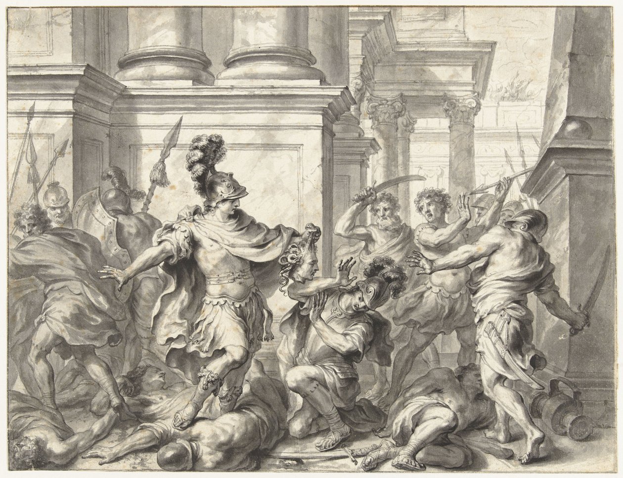 Perseus toont het hoofd van Medusa door Godfried Maes