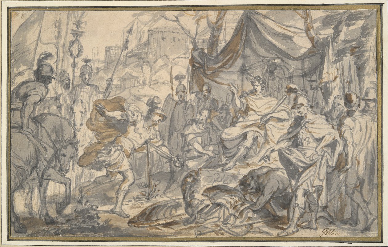 De zelfmoord van Publius Quintilius Varus door Godfried Maes