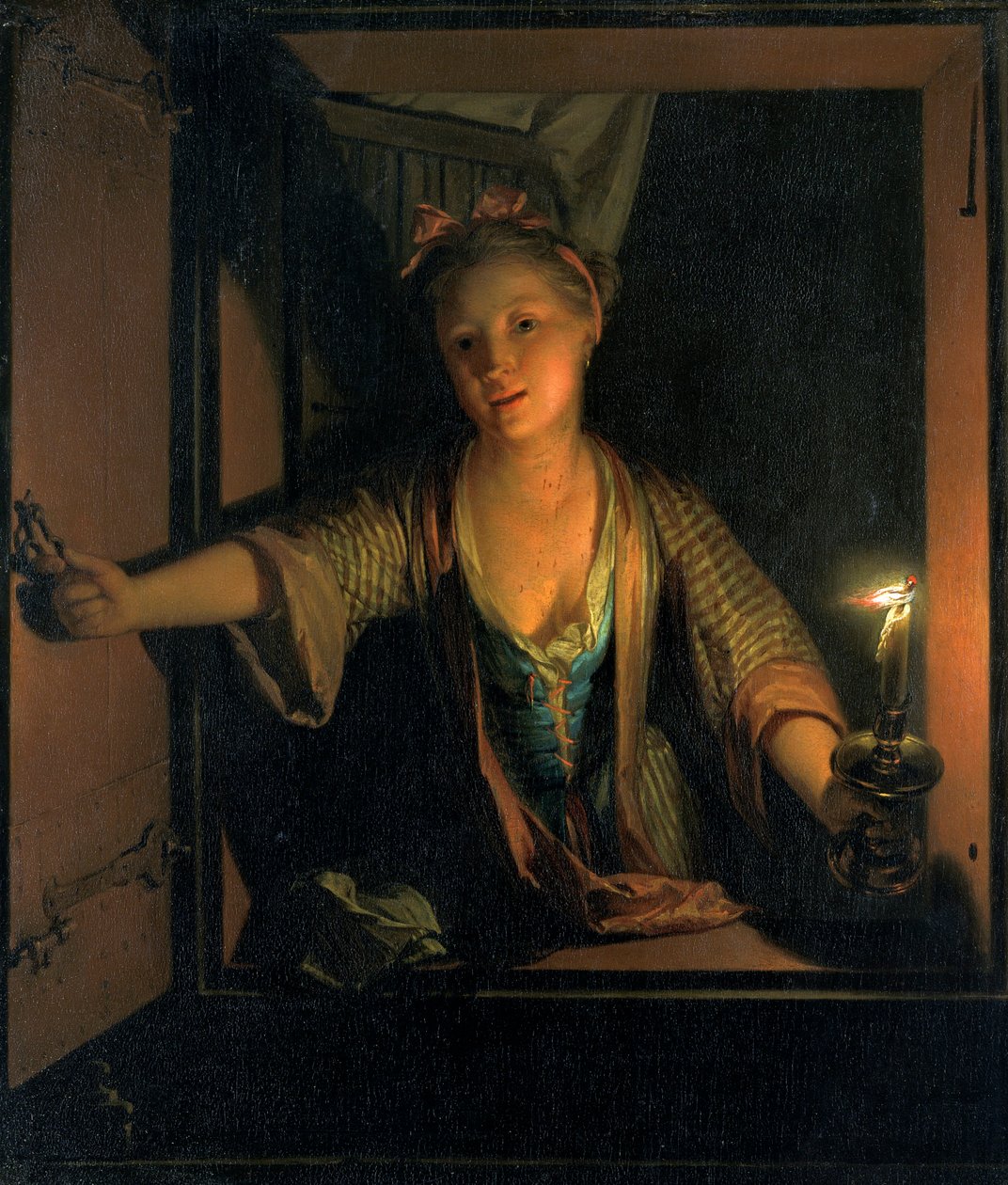 Een meisje bij het raam, 1663-1700 door Godfried Schalcken