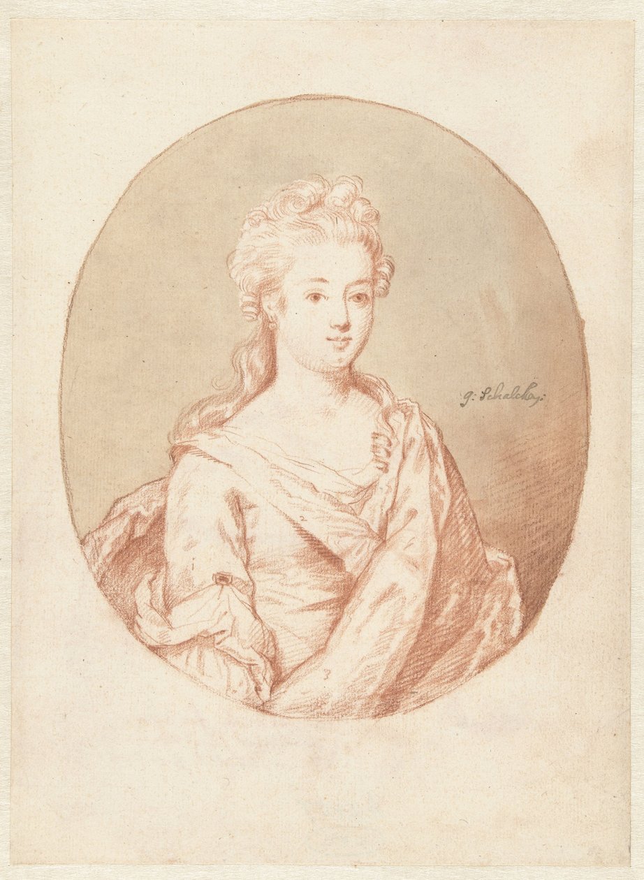 Buste van een jonge vrouw door Godfried Schalcken