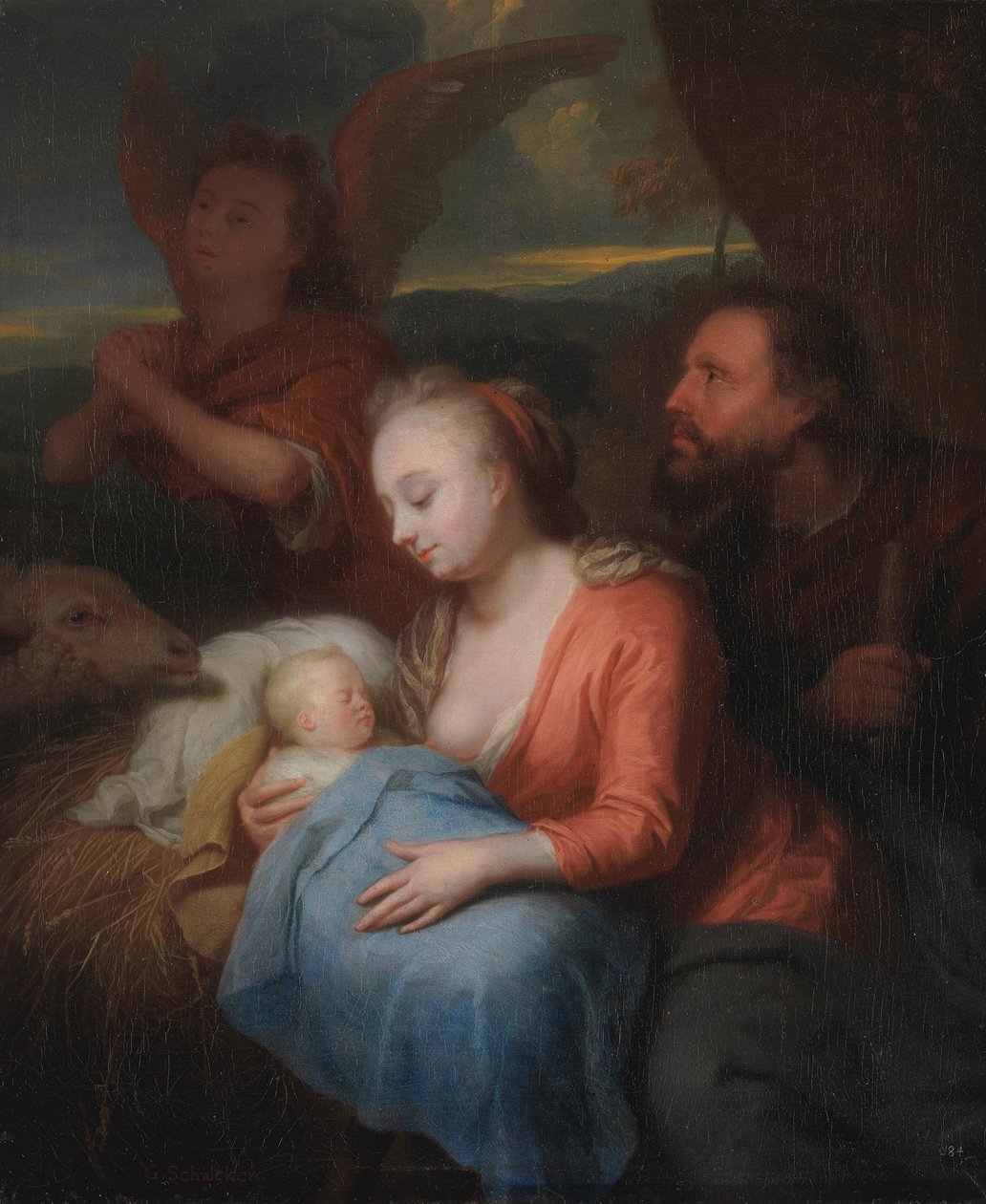 Rust tijdens de vlucht door Godfried Schalcken