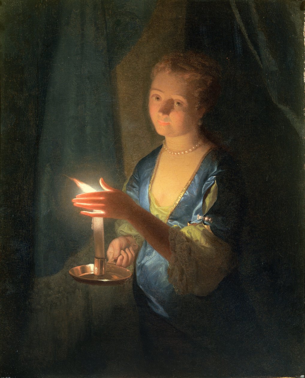 Een Dame met een Kaars door Godfried Schalcken