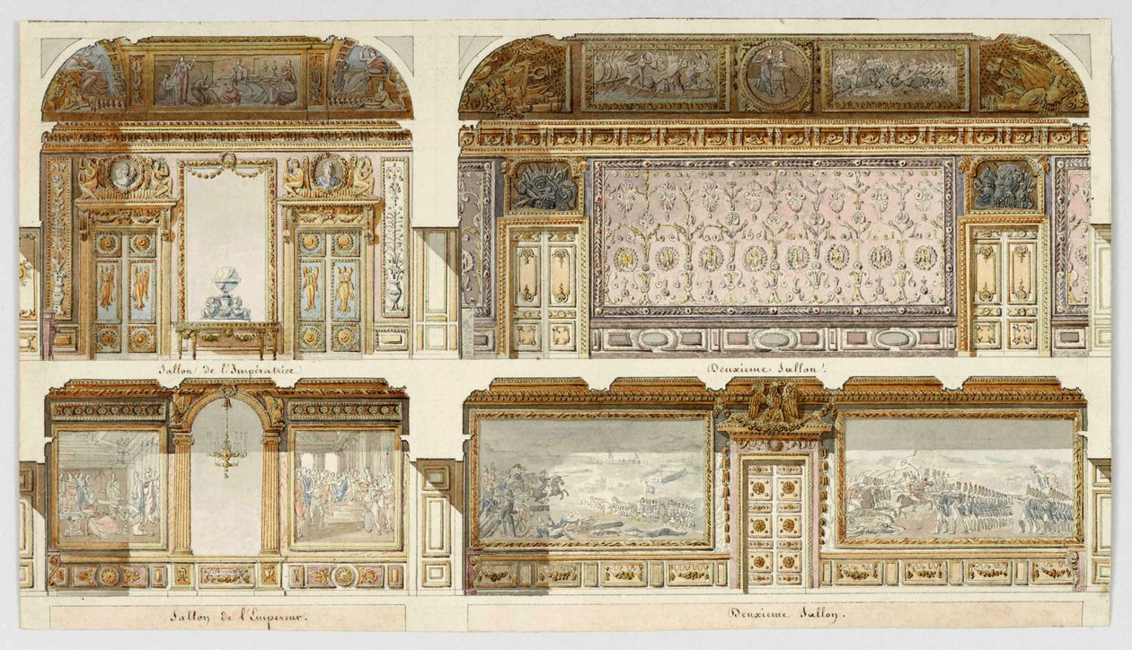 Ontwerp van decoraties voor de appartementen van de keizer en keizerin in het Kasteel van Versailles door Gondoin