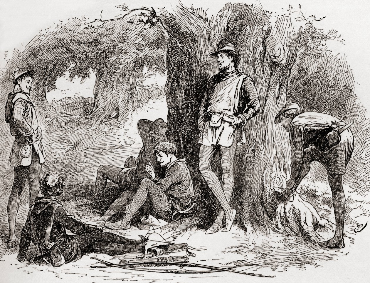 Een scène uit William Shakespeares toneelstuk As You Like It, Act II, Scene 5 door Gordon Frederick Browne