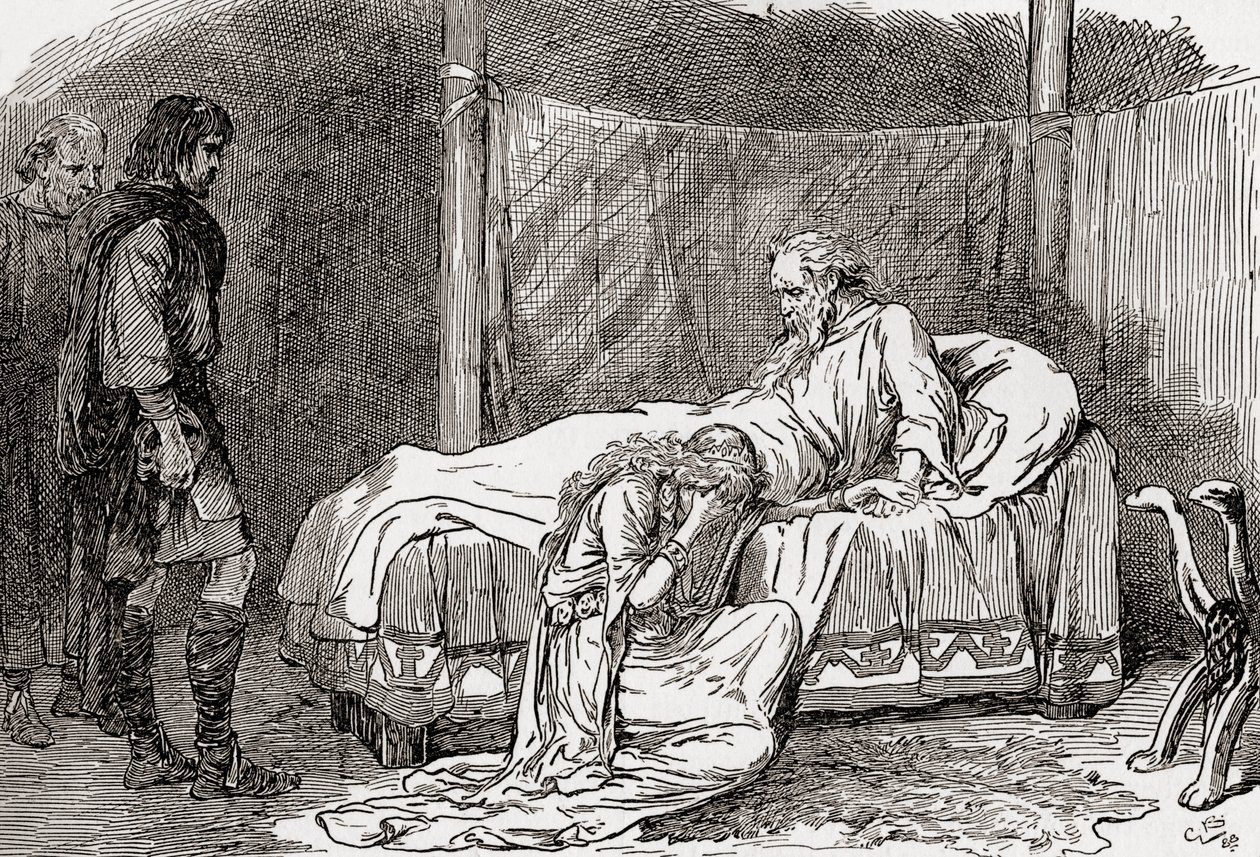 Een scène uit William Shakespeares toneelstuk King Lear, Act IV, Scene 7 door Gordon Frederick Browne