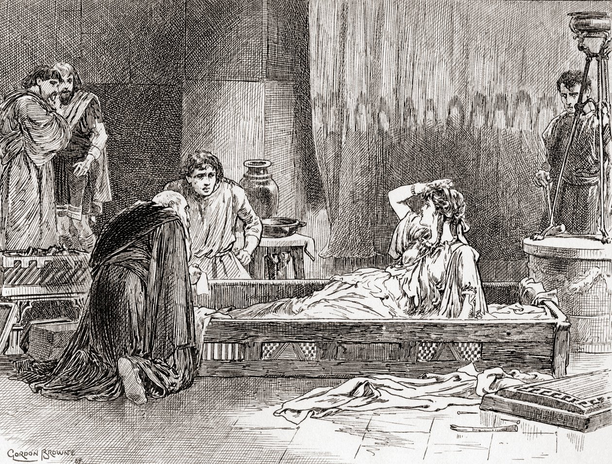 Een scène uit William Shakespeares toneelstuk Pericles, Prince of Tyre, Act III, Scene 2 door Gordon Frederick Browne