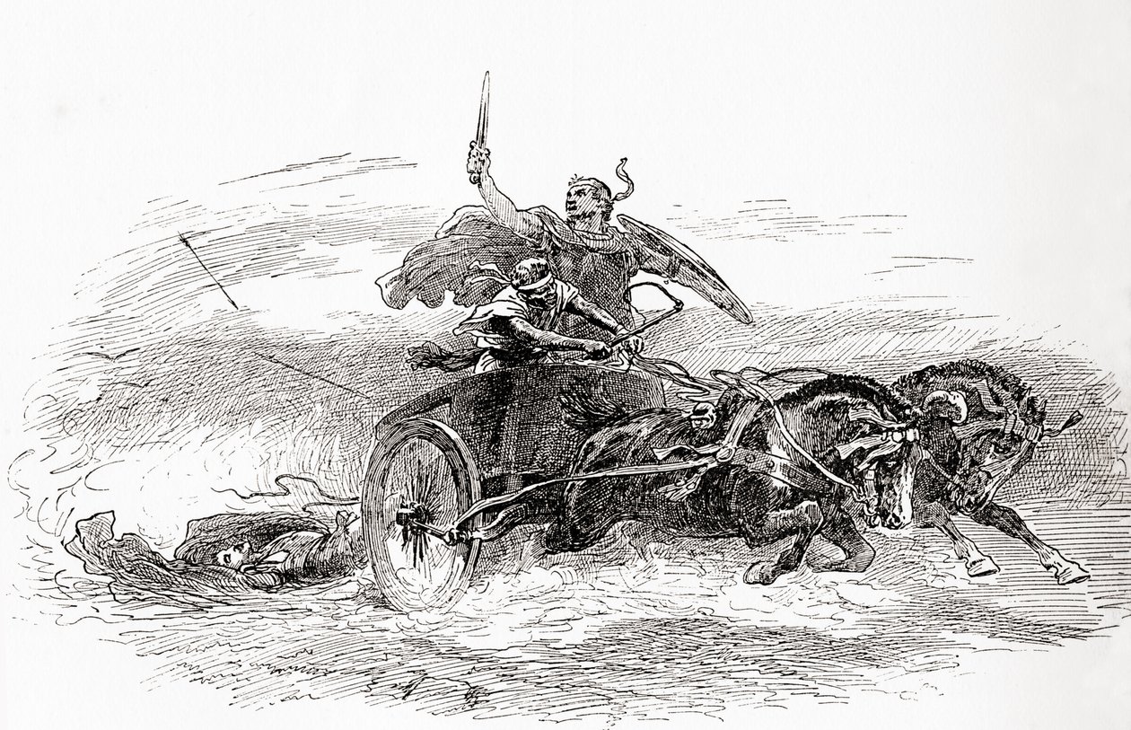 Een scène uit William Shakespeares toneelstuk Troilus en Cressida, uit De Werken van William Shakespeare, gepubliceerd 1896 door Gordon Frederick Browne