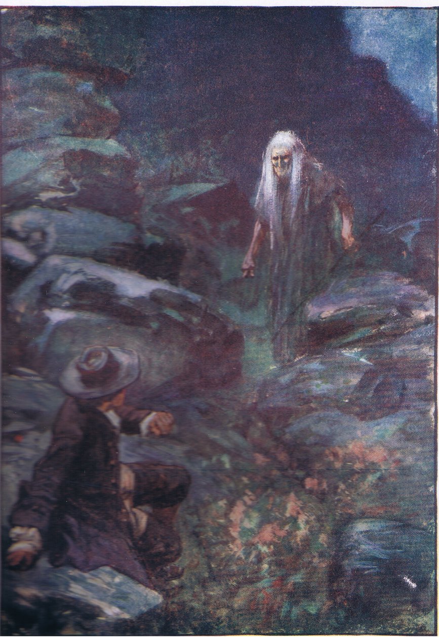 Al die tijd kwam de angstige vrouw dichterbij, uit Lorna Doone uitgegeven door W & R Chambers Ltd, 1921 door Gordon Frederick Browne
