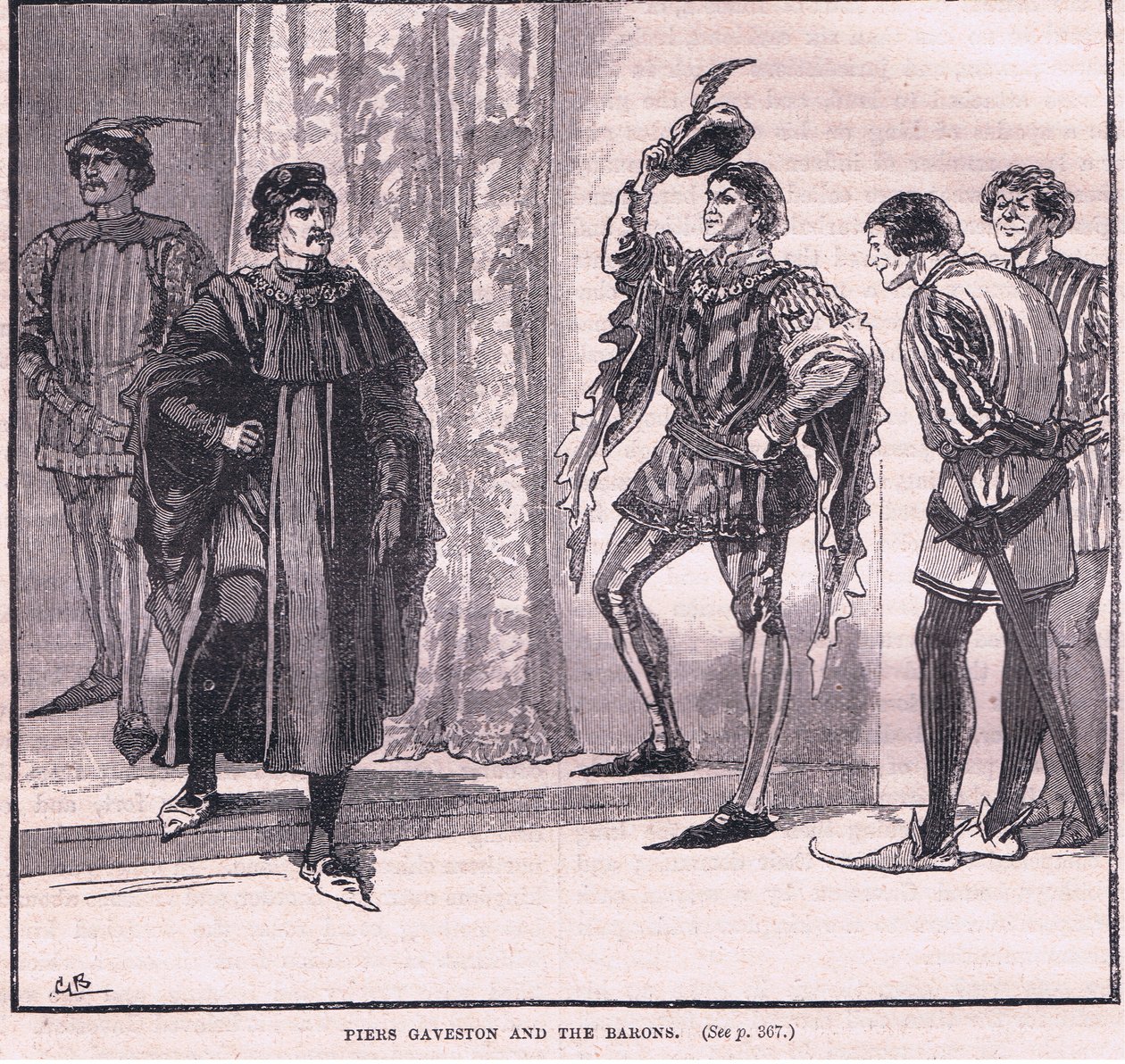 Piers Gaveston en de baronnen AD 1309 door Gordon Frederick Browne