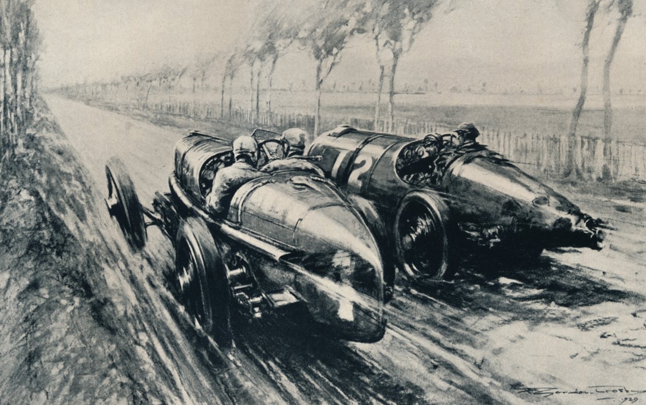 Racen voor de Grand Prix, Straatsburg 1922, 1937 door Gordon Crosby