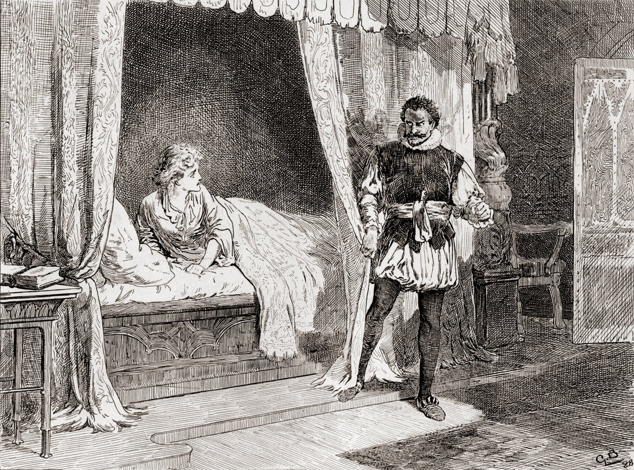 Een scène uit William Shakespeares toneelstuk Othello Act V, Scene 2 door Gordon Frederick Browne