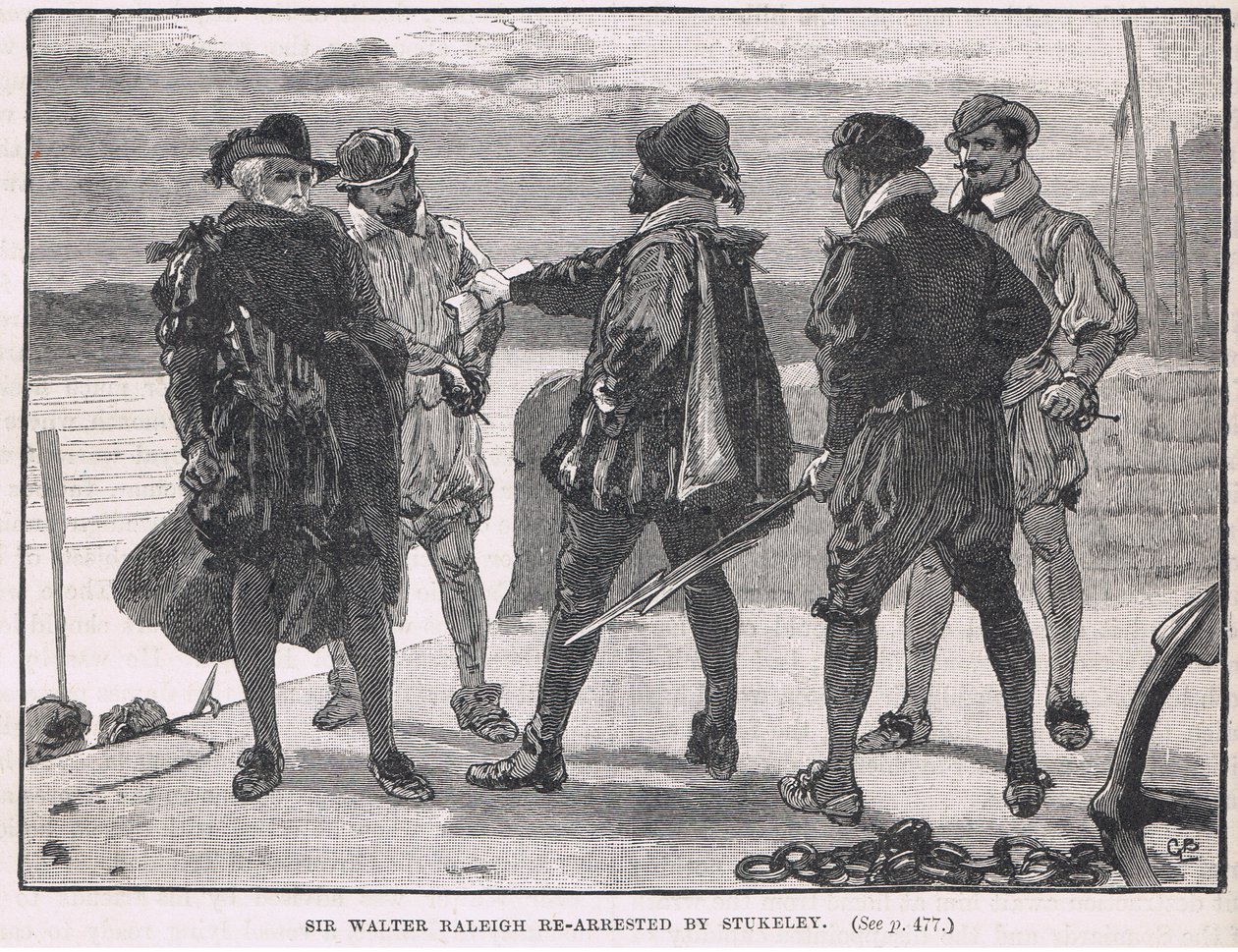 Sir Walter Raleigh opnieuw gearresteerd door Stukeley, 1618 door Gordon Frederick Browne