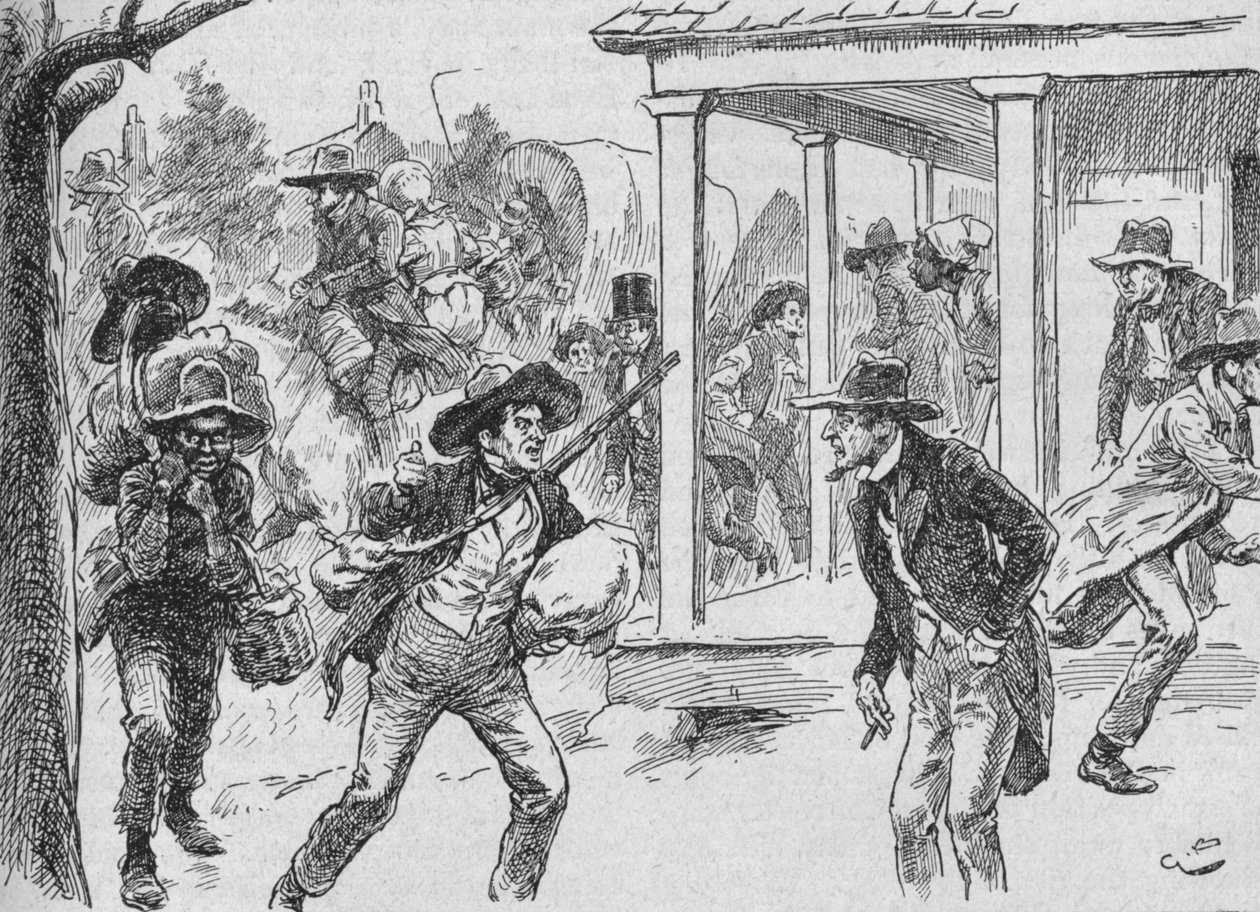 De stad werd overvallen door een wanhopige paniek, 1902 door Gordon Frederick Browne