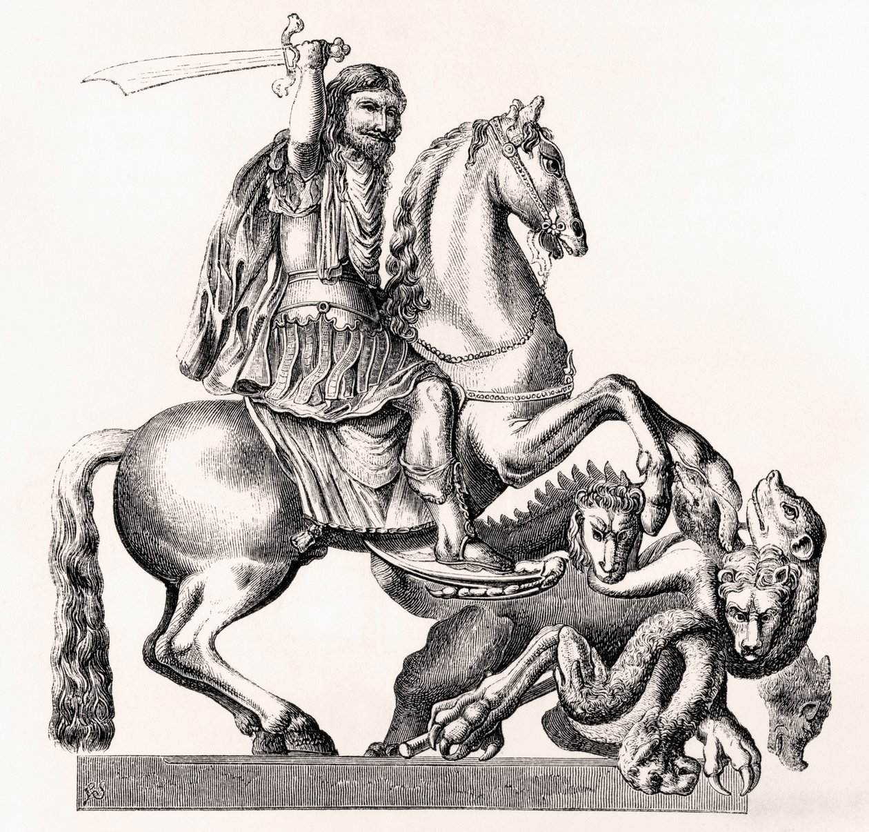 Koning Karel II van Engeland afgebeeld als Sint Joris die de draak doodt, 1855 door Gottfried Leigeber