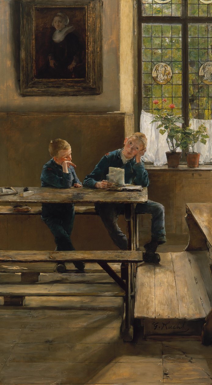 In het weeshuis, ca 1886 (olieverf op paneel) door Gotthardt Johann Kuehl