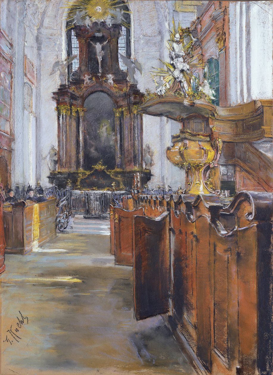 Interieur van St. Michaelis in Hamburg, 1890 door Gotthardt Johann Kuehl