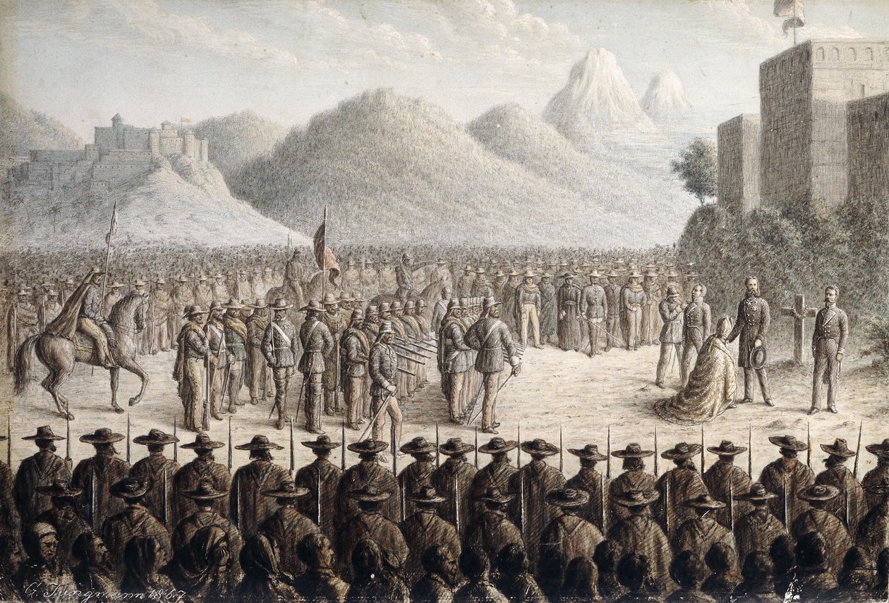 De executie van keizer Maximiliaan, 1867 door Gottlob Jungman
