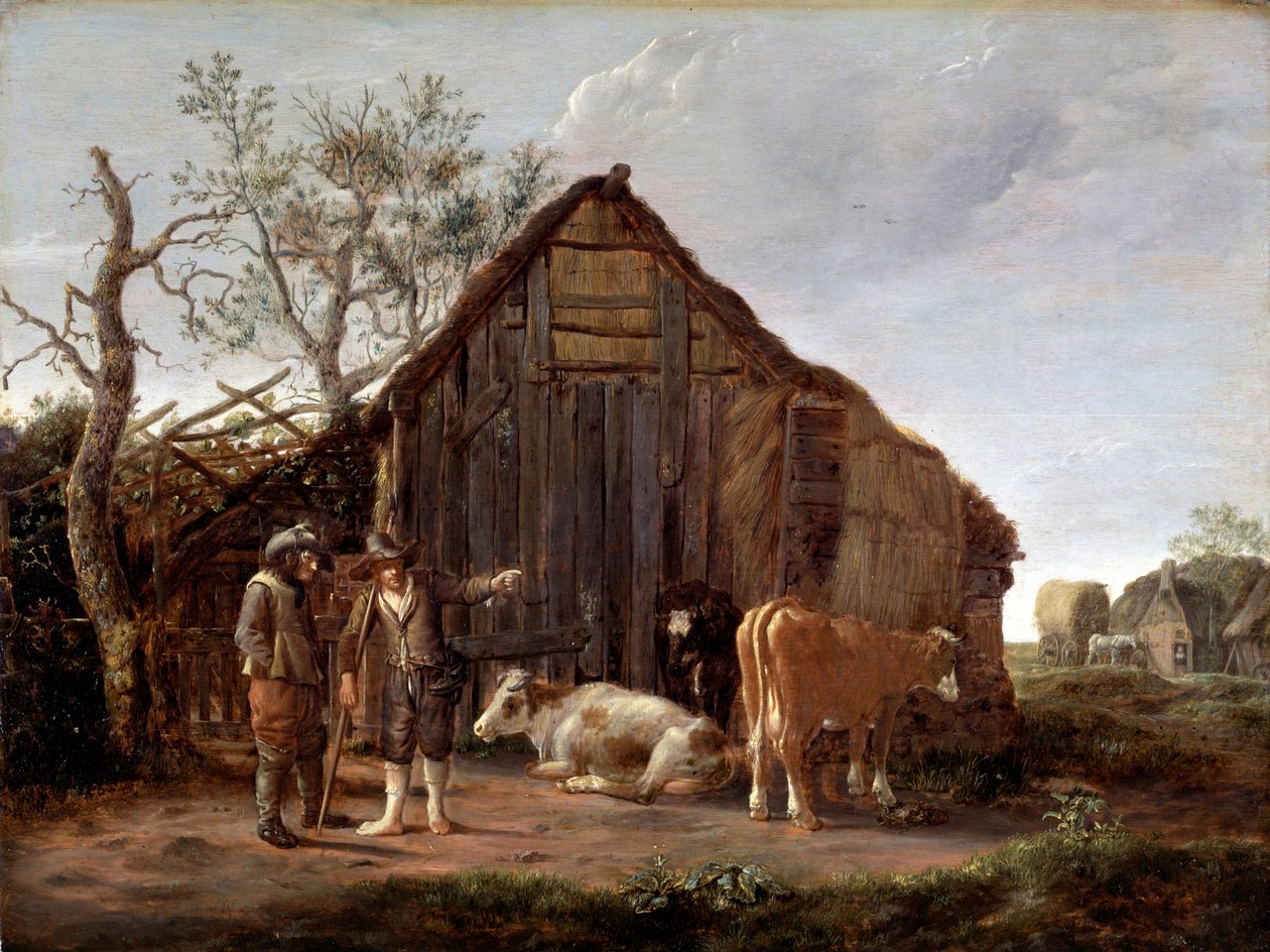 Twee Boeren met Koeien door Govaert Camphuysen