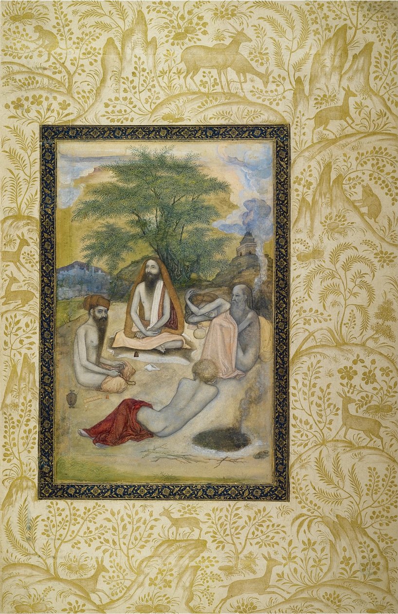 Vijf heilige mannen, een blad uit het St. Petersburg Album door Govardhan