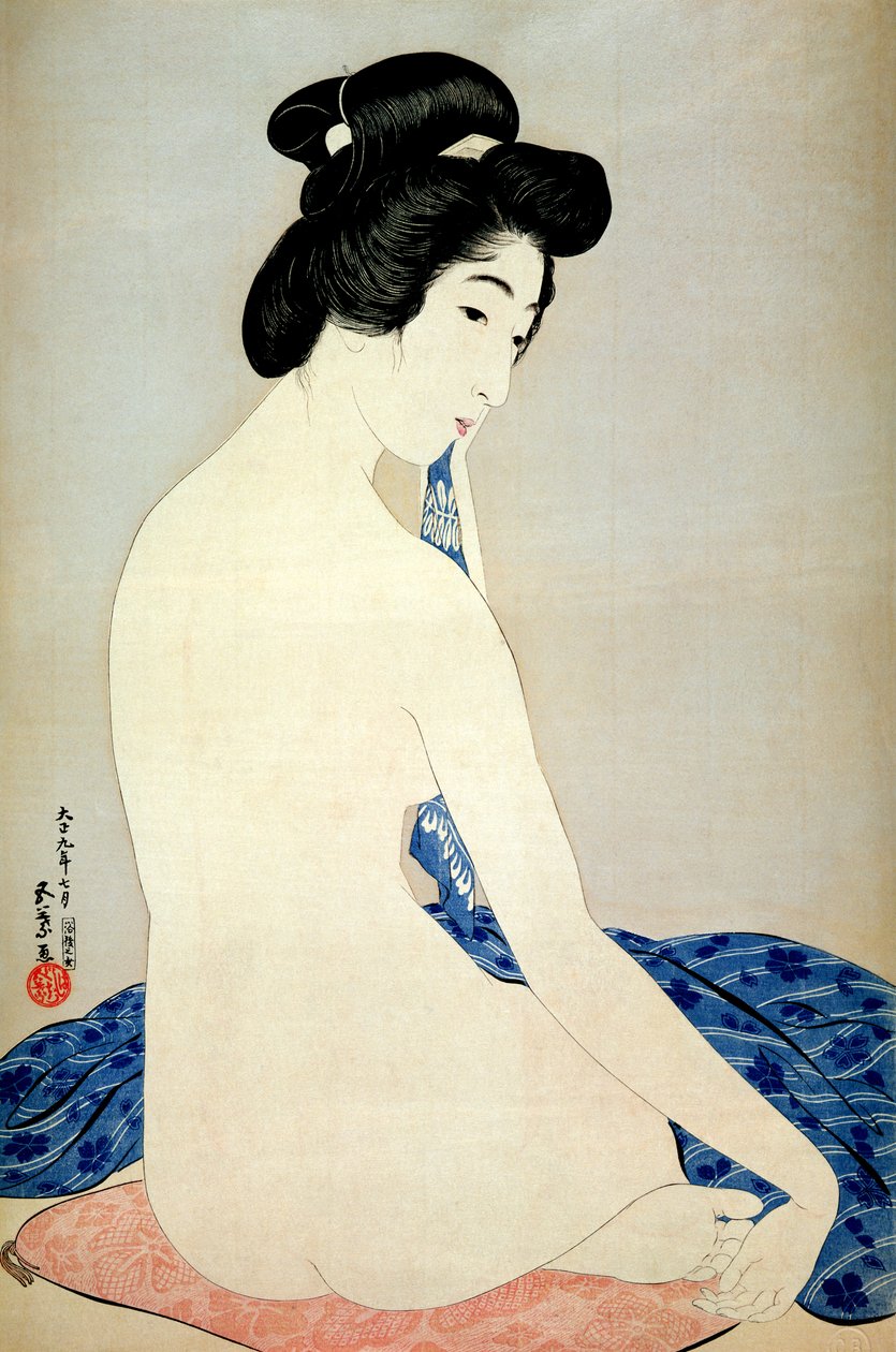 Vrouw na het bad, uitgegeven door Shosaburo Watanabe, 1920 door Goyo Hashiguchi