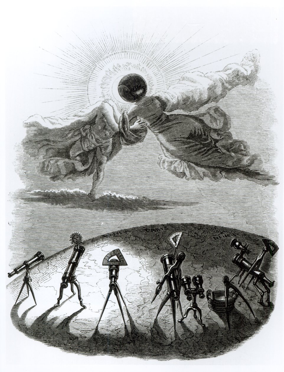 De zon omhelst de maan: Zonsverduistering, illustratie uit 